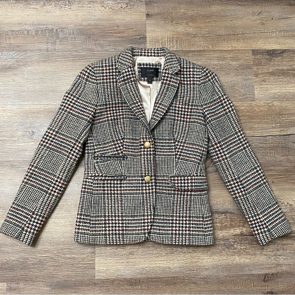 J. Crew Schoolboy Blazer in Houndstooth Tweed Size 0